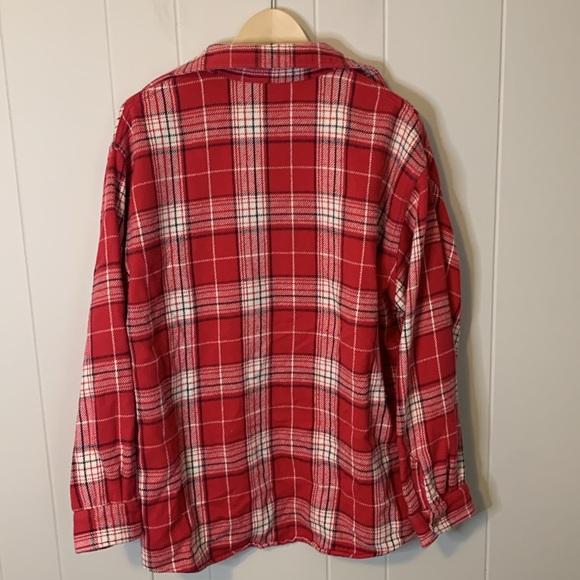Big Mac Red White Flannel Button Down Lightweight Shacket Size Extra Large - Picture 5 of 5